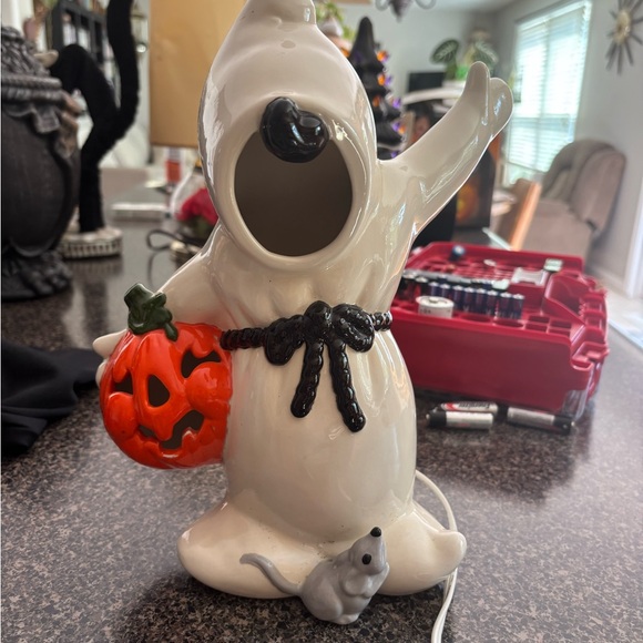 vintage ceramic ghost holding pumpkin - Picture 1 of 5